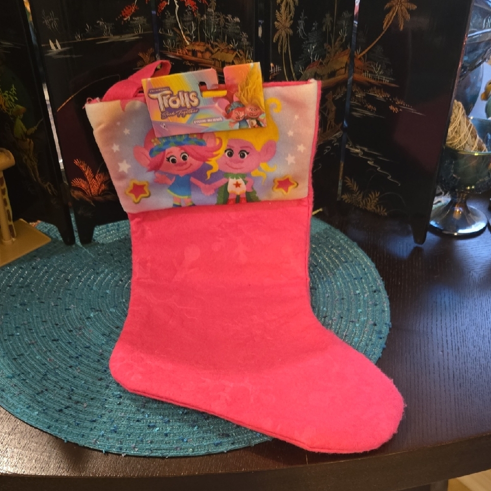 Trolls Pink and Yellow Kids Stocking